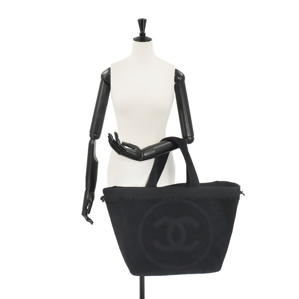 Chanel Black Towel Blanket Bag Pile Beach Tote Pouch